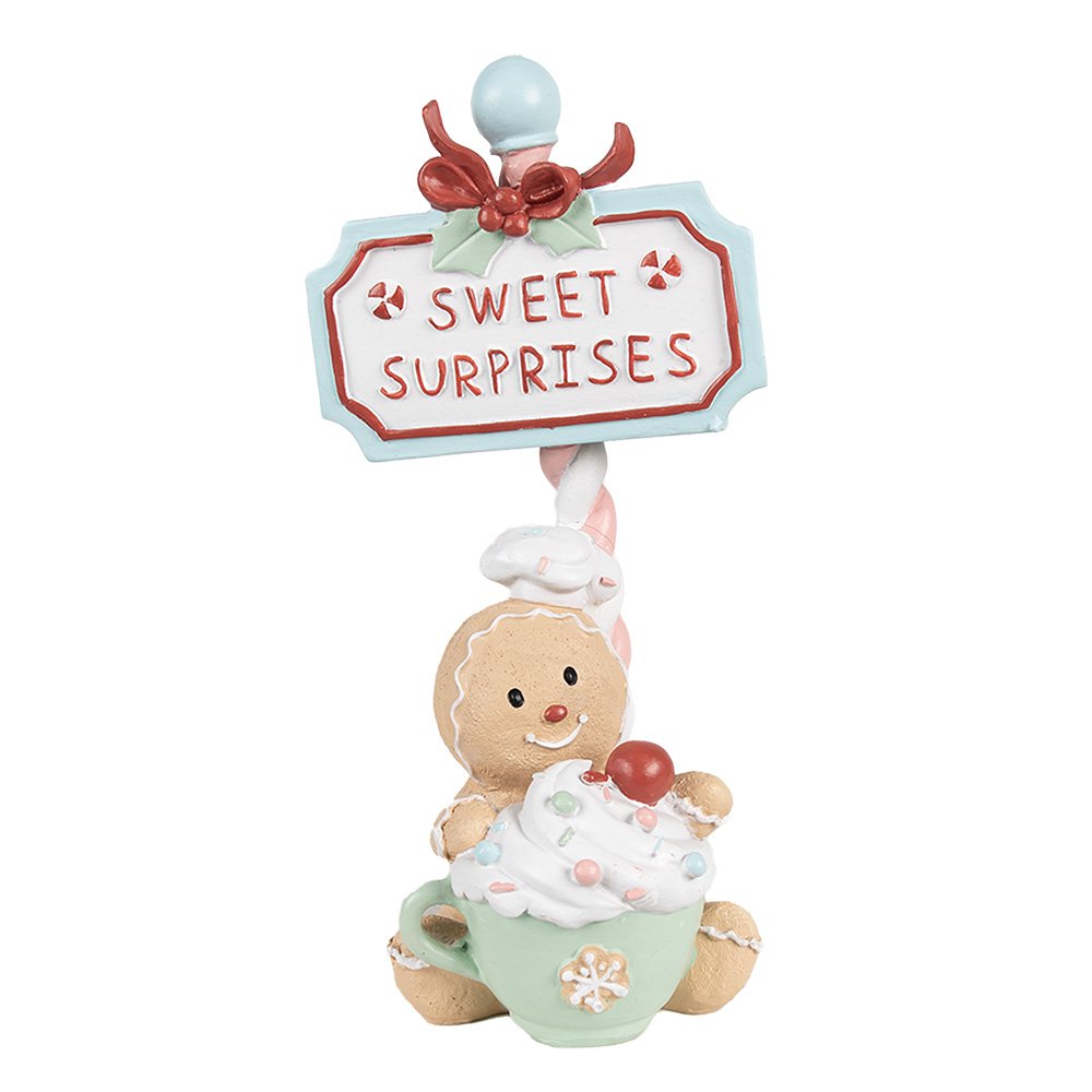 Kerstdecoratie Beeld Gingerbread man 25 cm Beige Kunststof