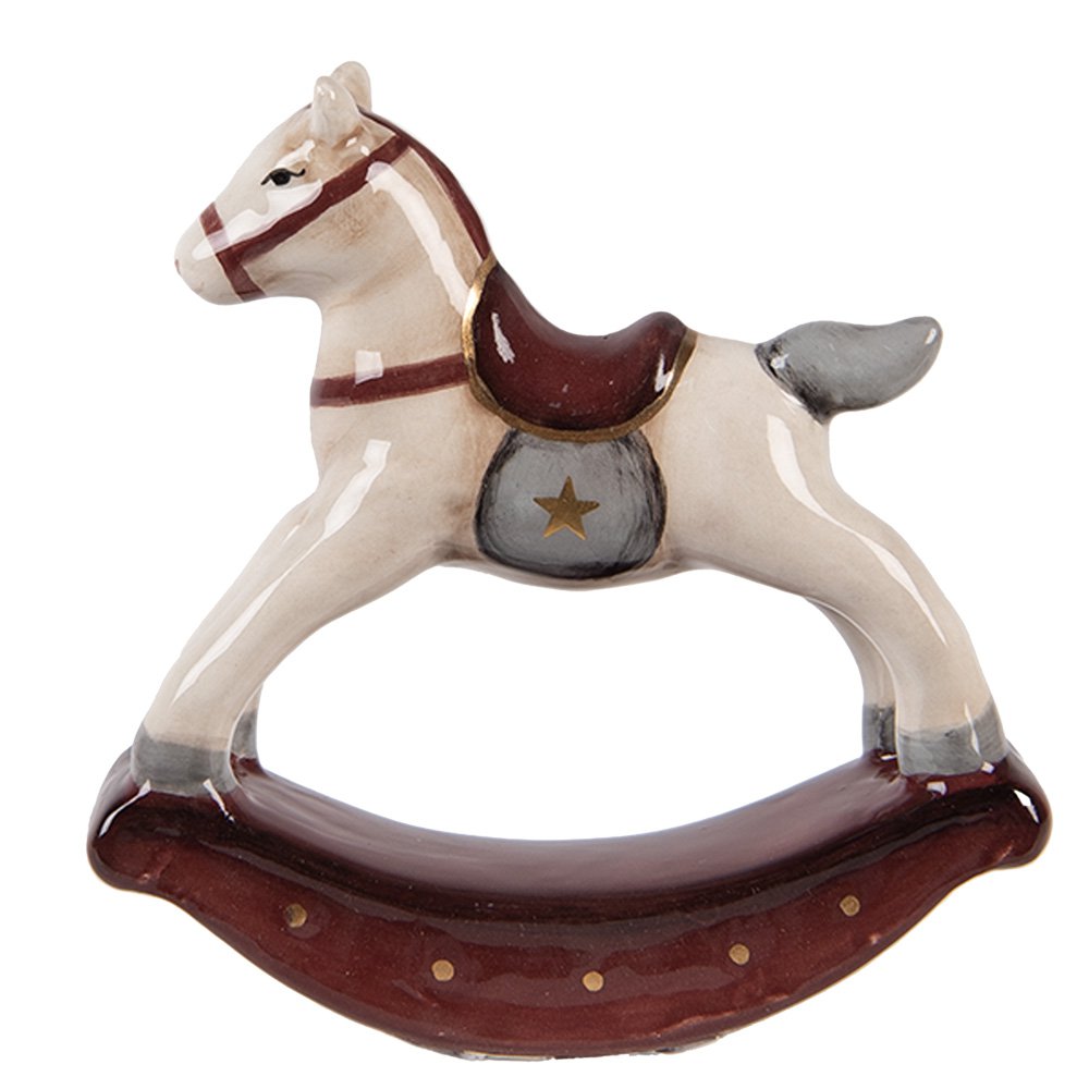 Beeld Hobbelpaard 11x3x11 cm Beige Keramiek