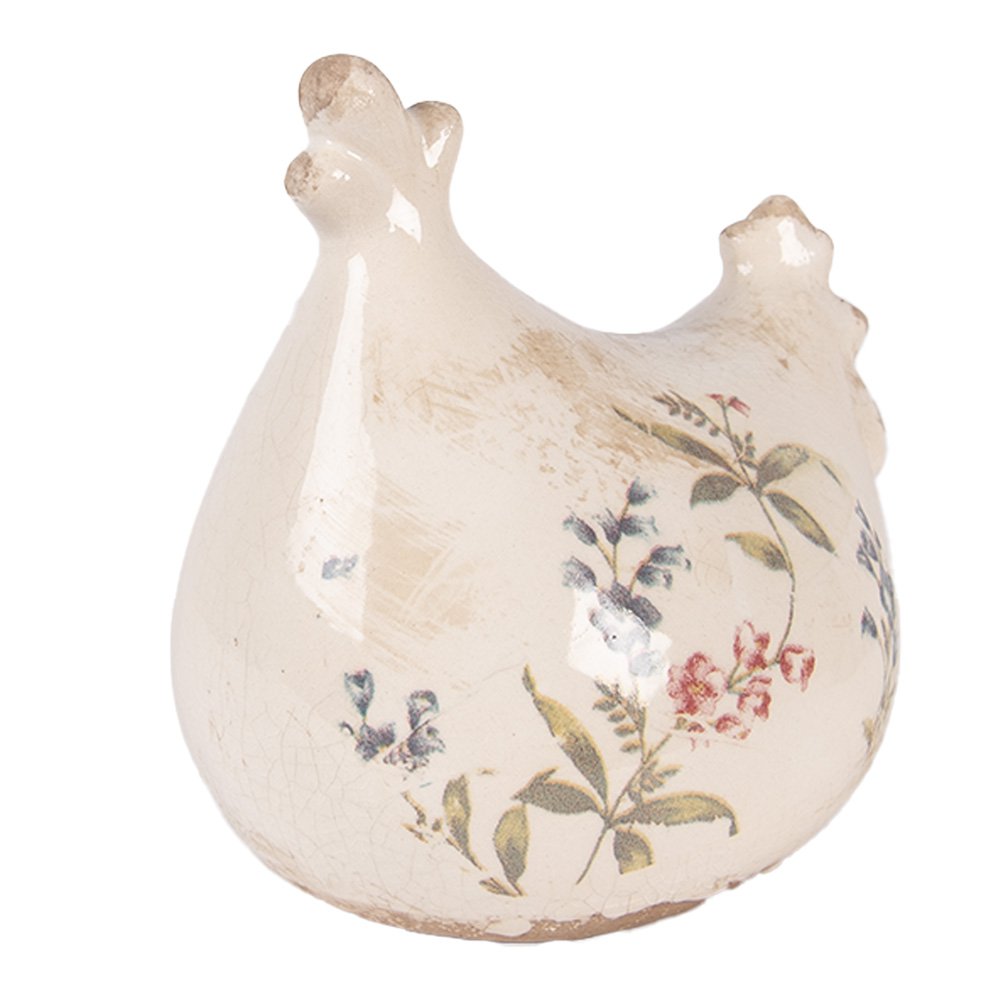 Decoratie Beeld Kip 12x11x13 cm Beige Keramiek