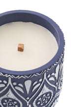 J-Line kaars - Citronella - keramiek - blauw/wit - small