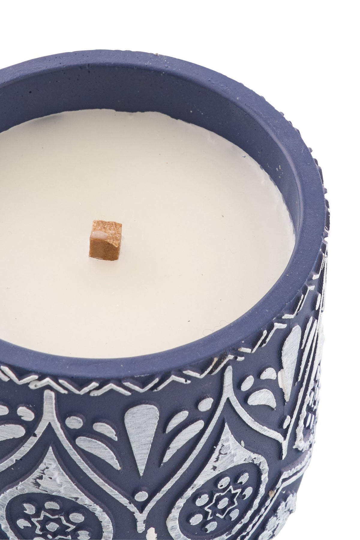 J-Line kaars - Citronella - keramiek - blauw/wit - small