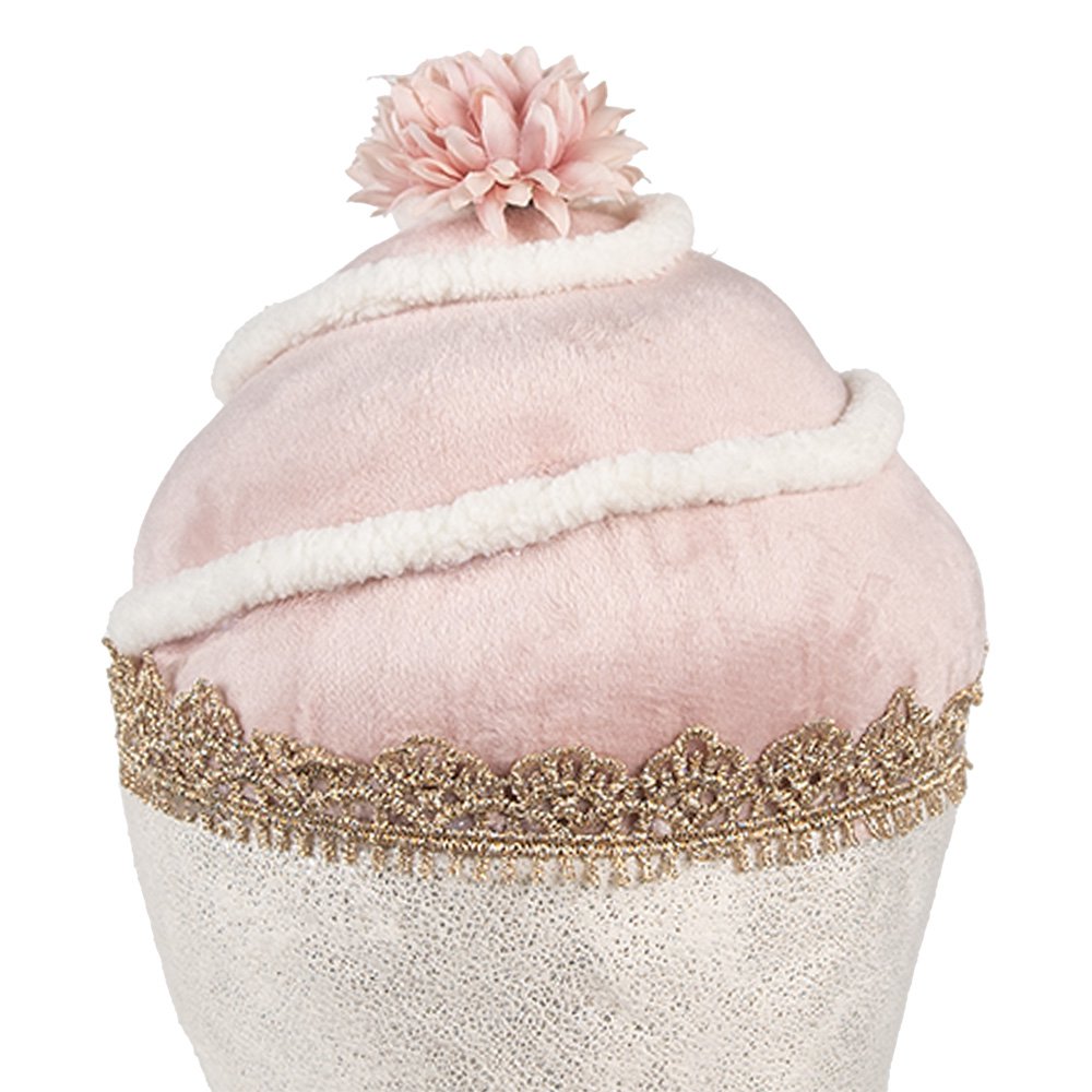 Decoratie Beeld Cupcake Ø 11x16 cm Roze Textiel