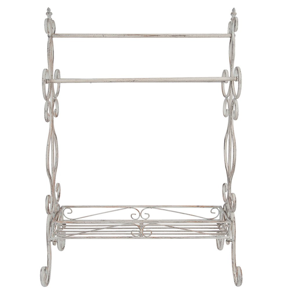 Handdoekhouder 65x40x93 cm Wit IJzer Handdoekrek Staand