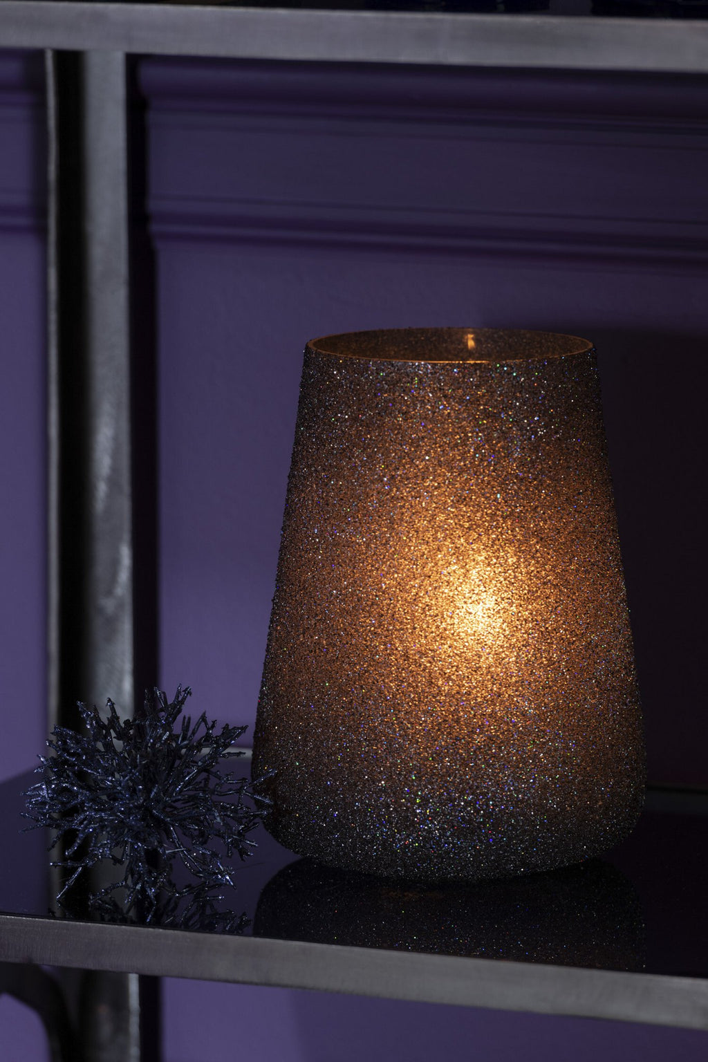 J-Line lantaarn Glitter - glas - per paar - groot