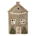 Waxinelichthouder Huis 10x8x15 cm Groen Keramiek