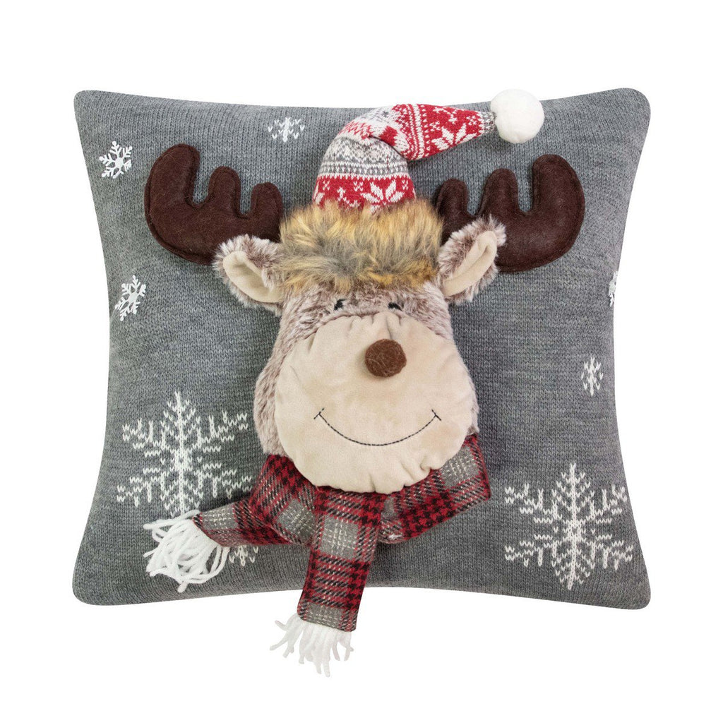 Knitted Rudolf 2 kussen grijs 40x40cm