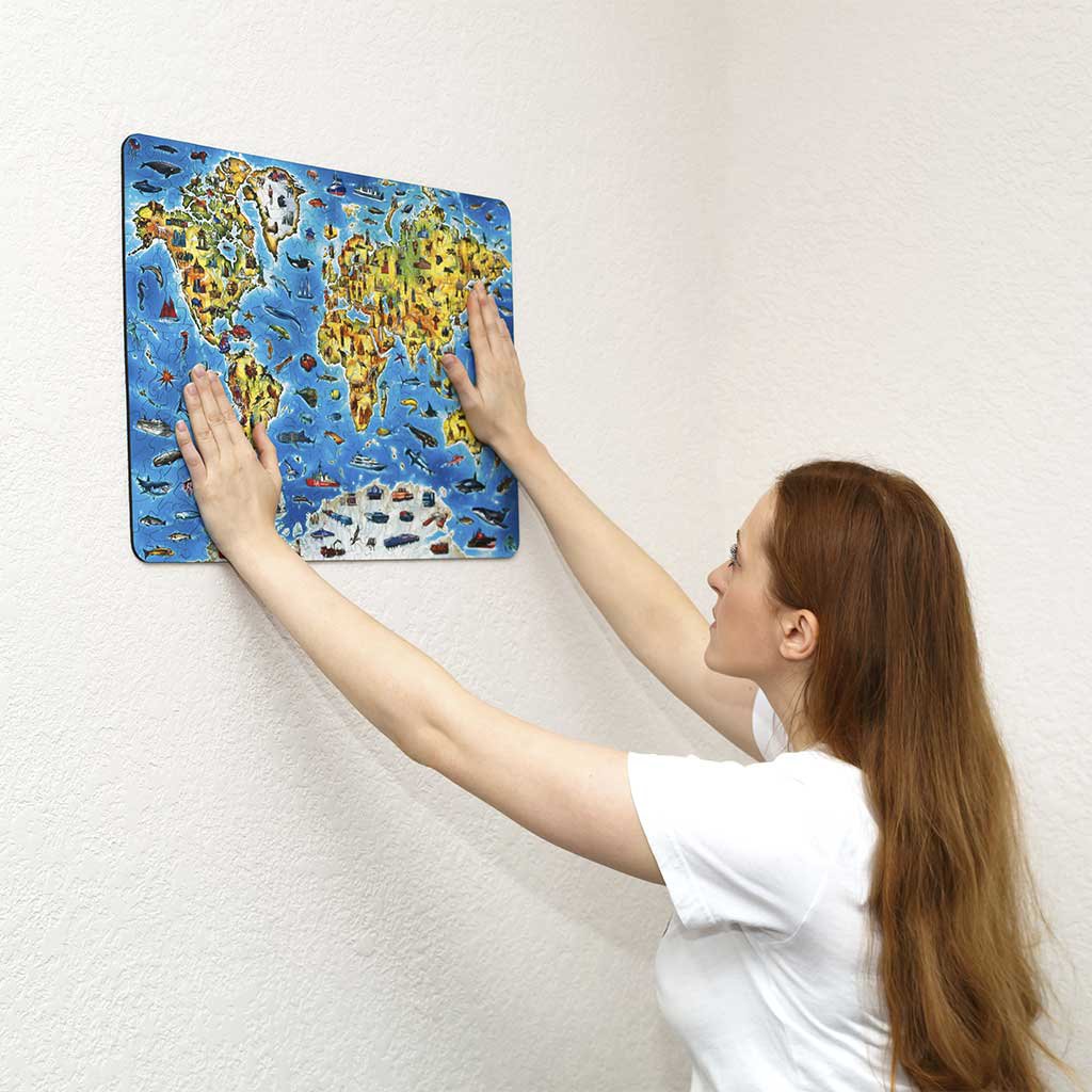 Eco Wood Art (EWA) Houten Legpuzzel World Map in kleur, 3038, 55x39x0,5cm