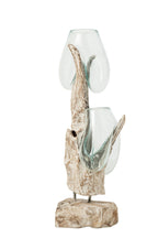 J-Line Vaas op voet - glas - gebroken wit/transparant - extra large