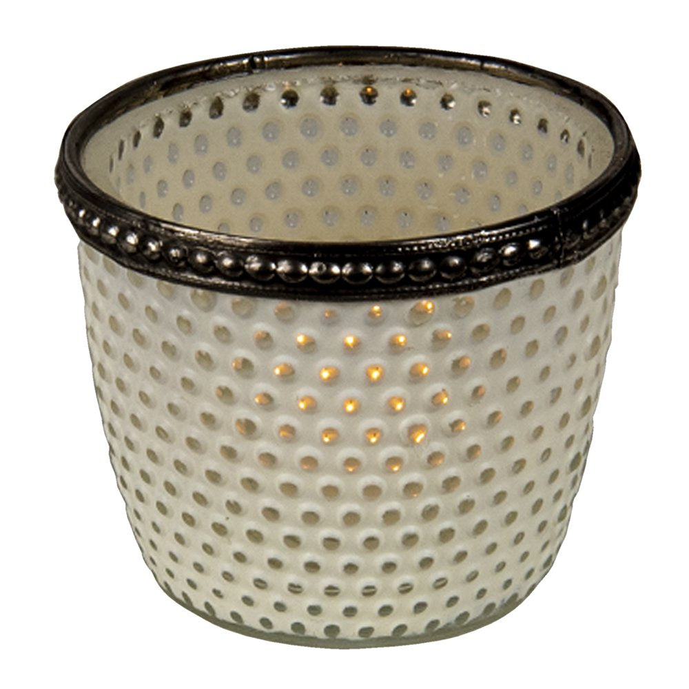 Theelichthouder Ø 7x6 cm Wit Glas Waxinelichthouder