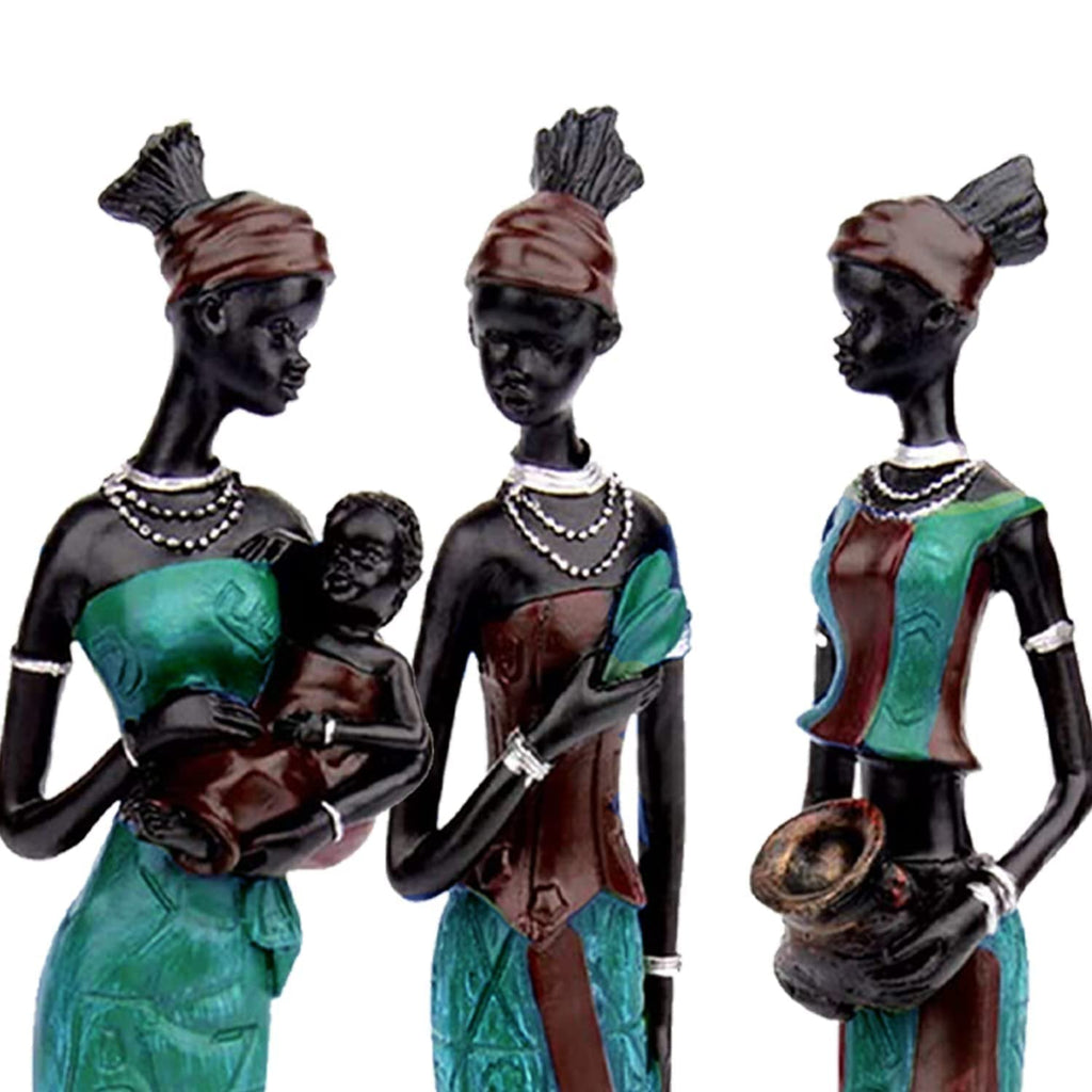 Afrikaanse tribale beeldjes – handgemaakt harsdecor – set van 3 (20 cm)