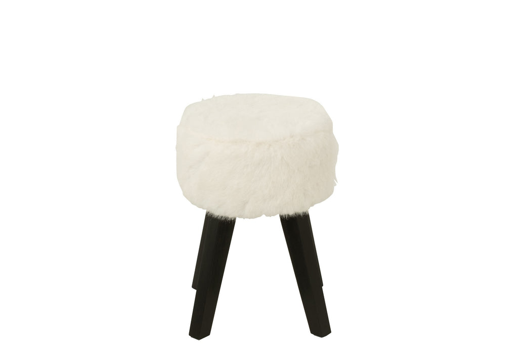 J-Line Kruk Bont Met Houten - hout - wit