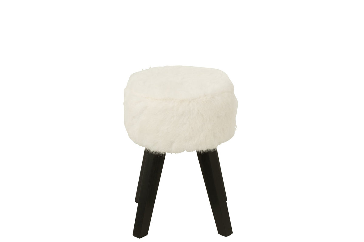 J-Line Kruk Bont Met Houten - hout - wit