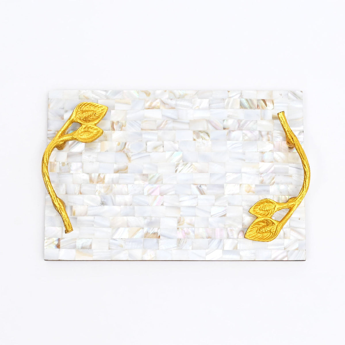 Decoratief dienblad - Handvatten van bladgoud - Parelmoerhars