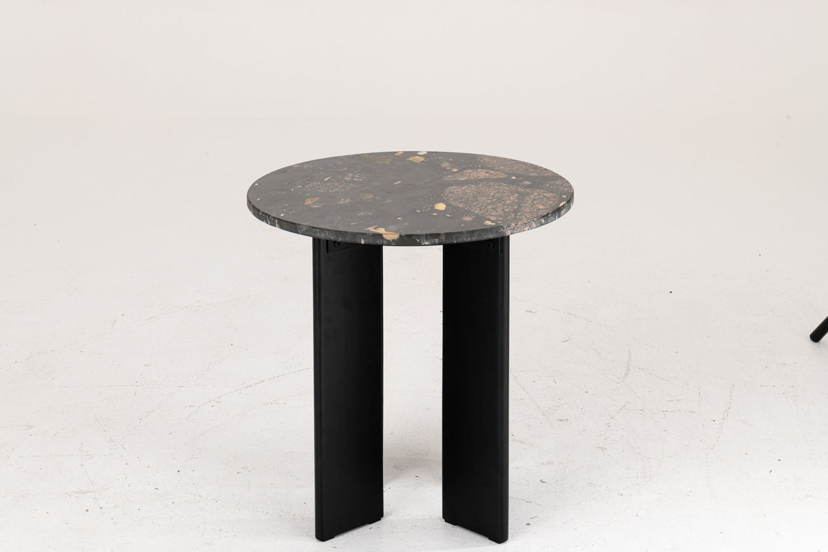 J-Line bijzettafel Mathilde Marmer - steen - zwart/perzik