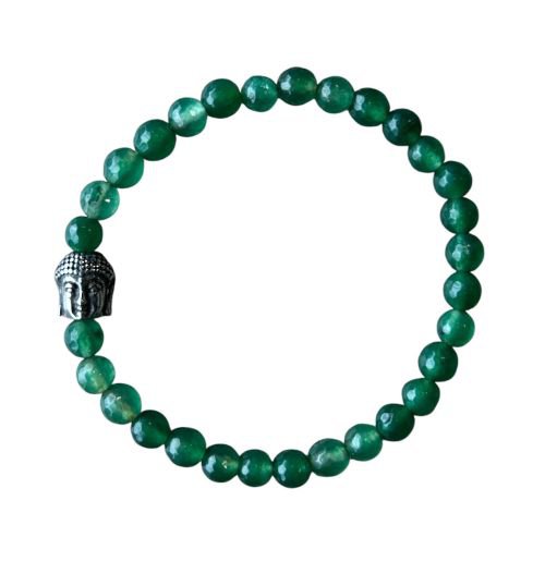 Dames armband Groene Agaat (facet) 6 mm met Boeddha kraal