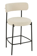 J-Line barstoel boucle - multiplex/polyester - wit/zwart