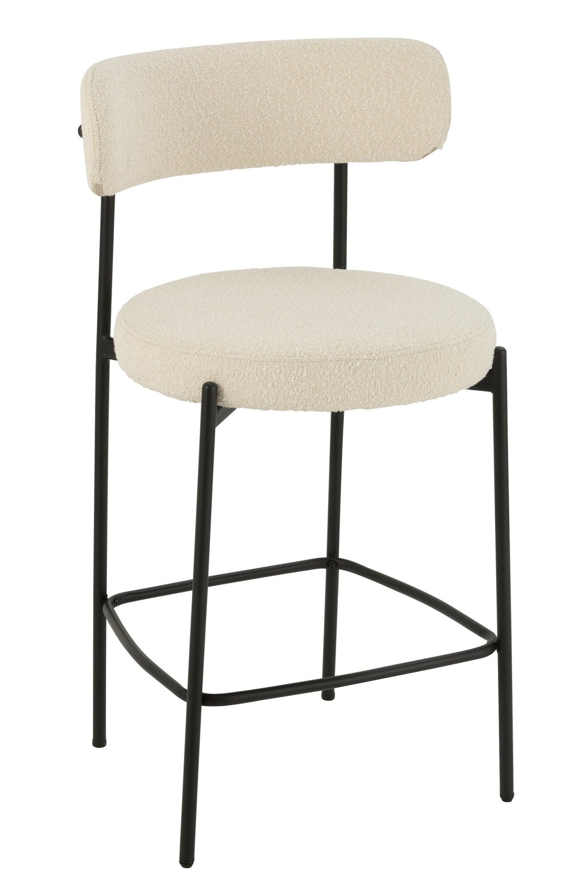 J-Line barstoel boucle - multiplex/polyester - wit/zwart