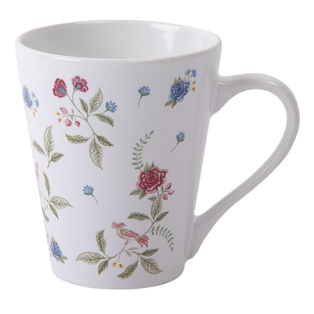 Mok 300 ml Wit Blauw Keramiek Bloemen