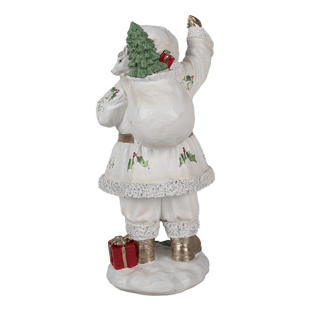 Kerstdecoratie Beeld Kerstman 31 cm Wit Polyresin