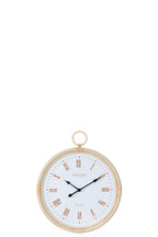J-Line klok Kyr - rotan - naturel/wit - small - Ø 48 cm