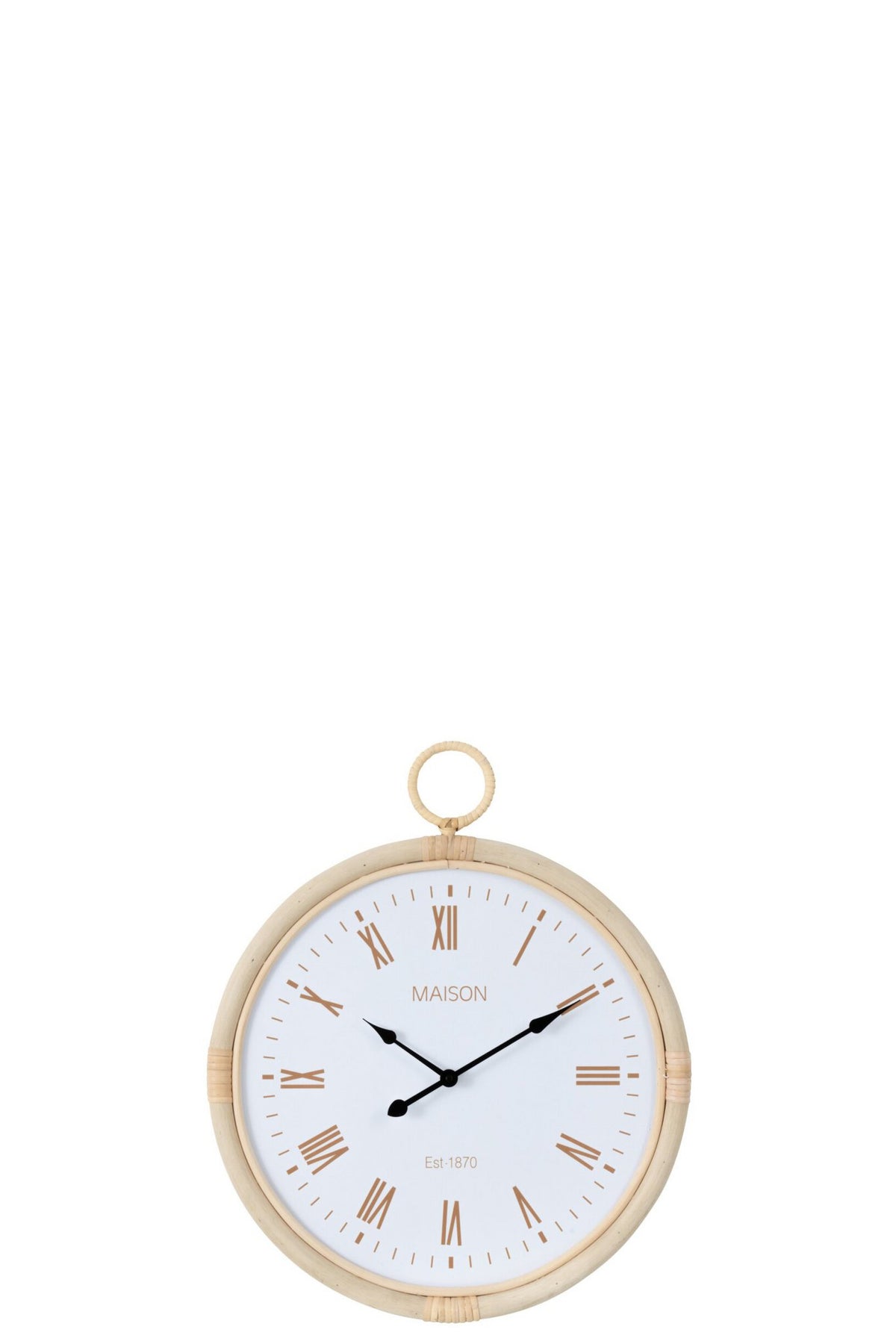 J-Line klok Kyr - rotan - naturel/wit - small - Ø 48 cm
