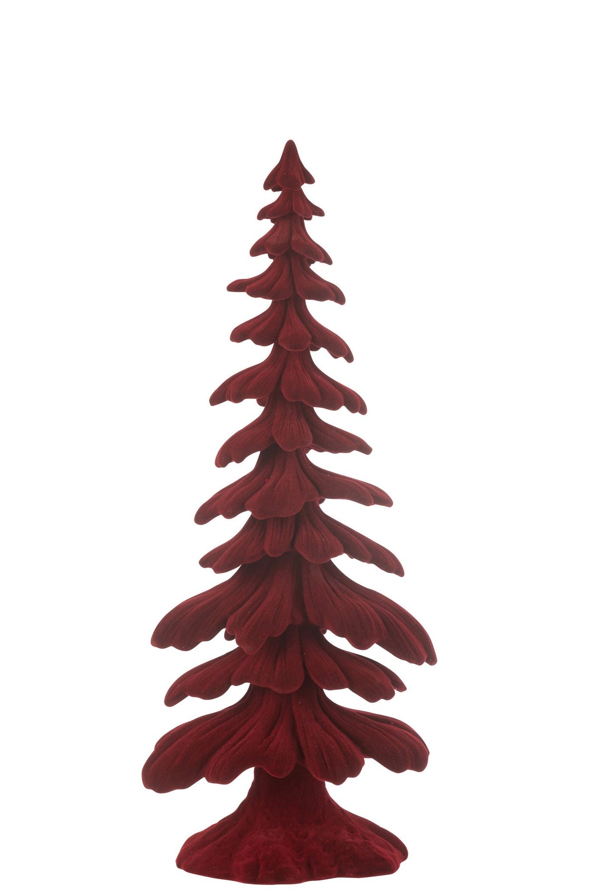 J-Line decoratie Denneboom - velours - polyresin - rood - small