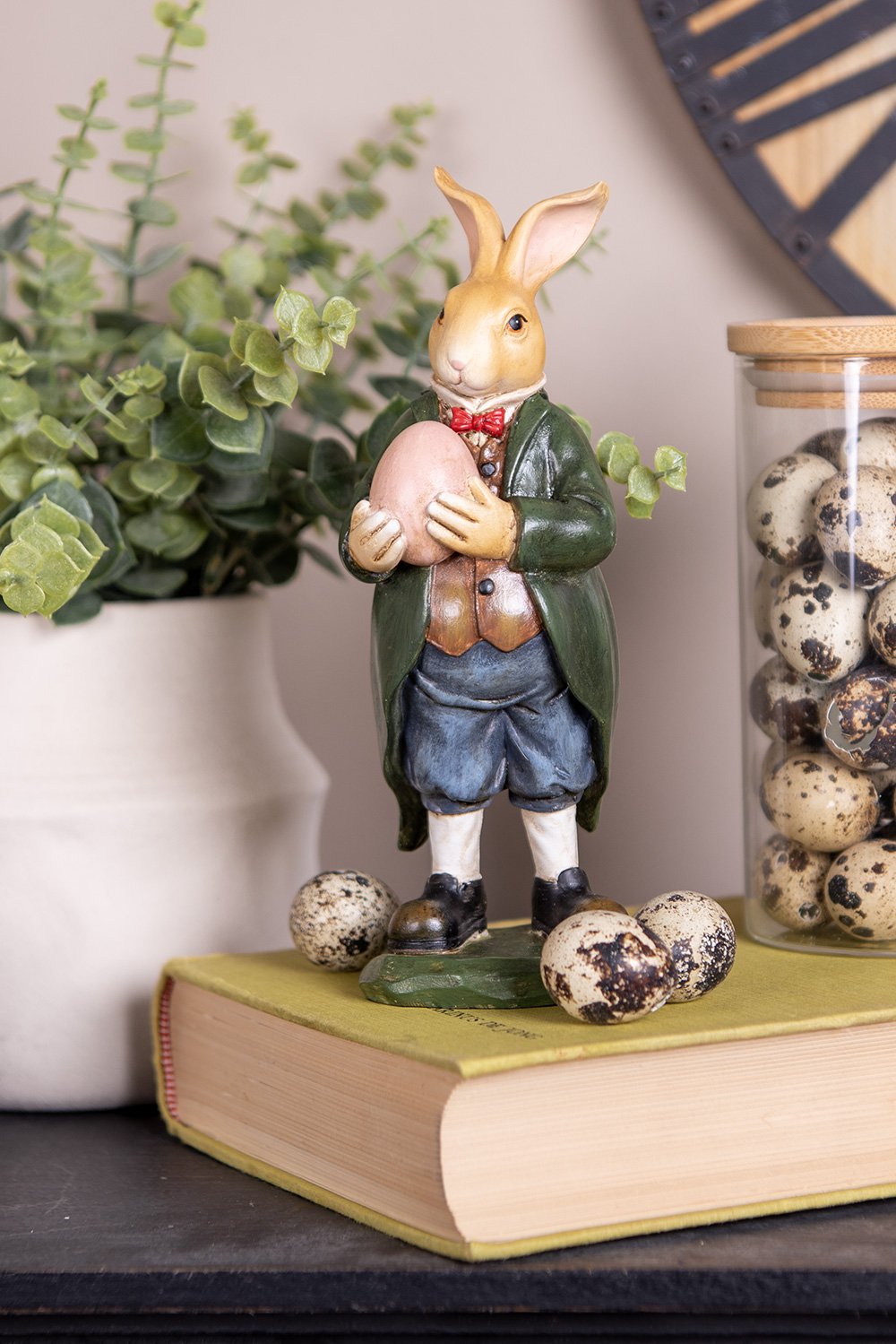 Decoratie Beeld Konijn 20 cm Bruin Groen Kunststof