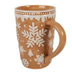 Mok 575 ml Bruin Keramiek Sneeuwvlokken