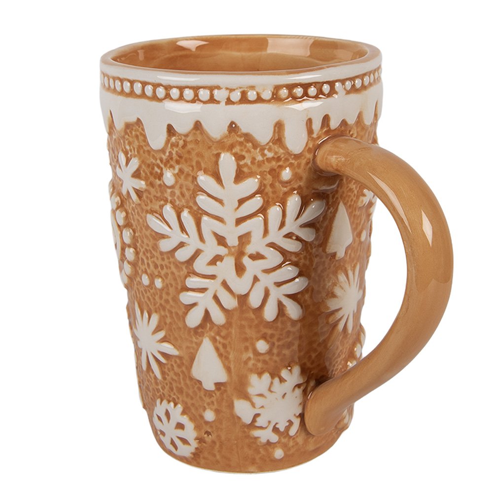 Mok 575 ml Bruin Keramiek Sneeuwvlokken