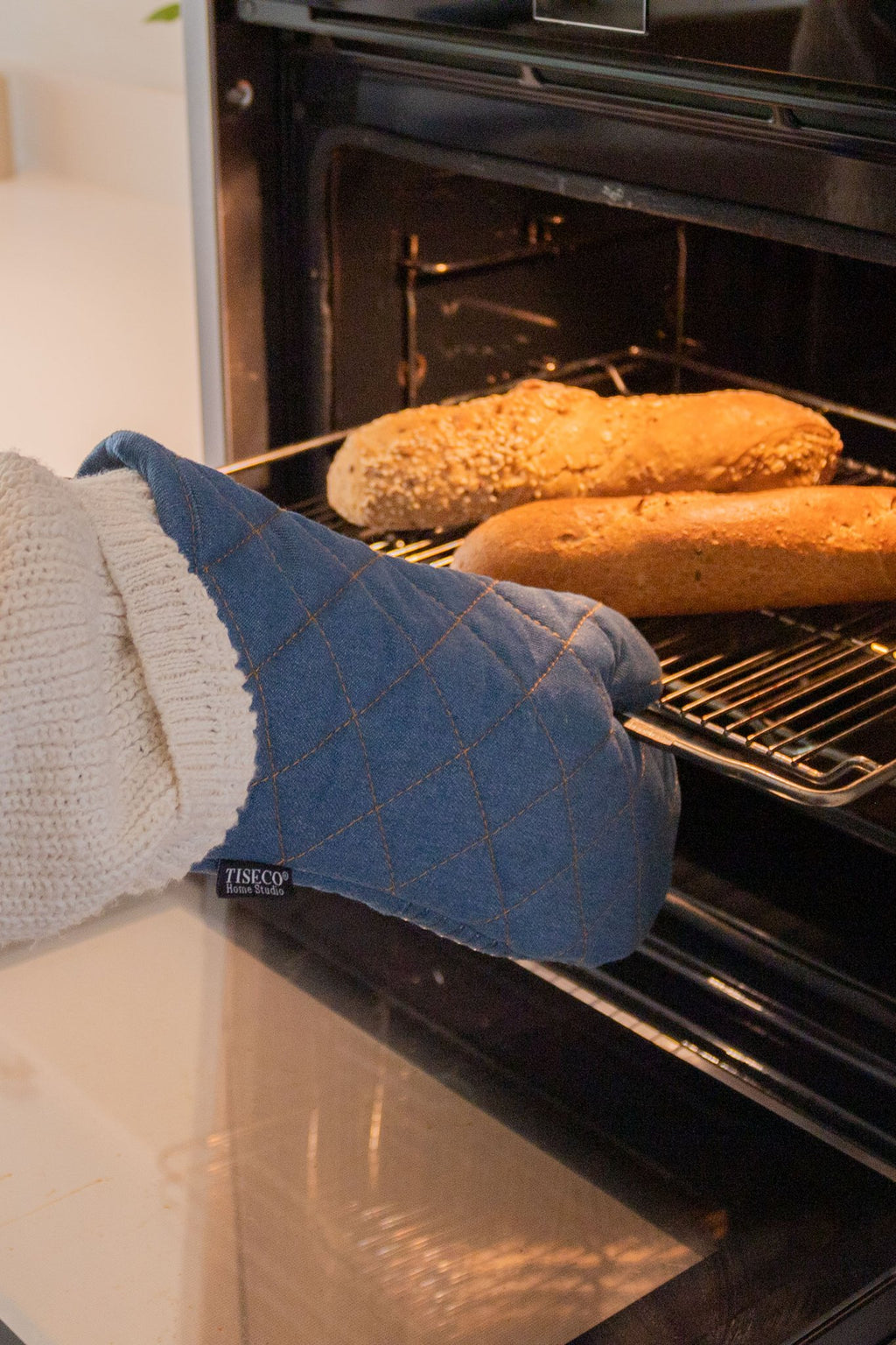 Oven mitt indigo - 33x17 cm, donkerblauw