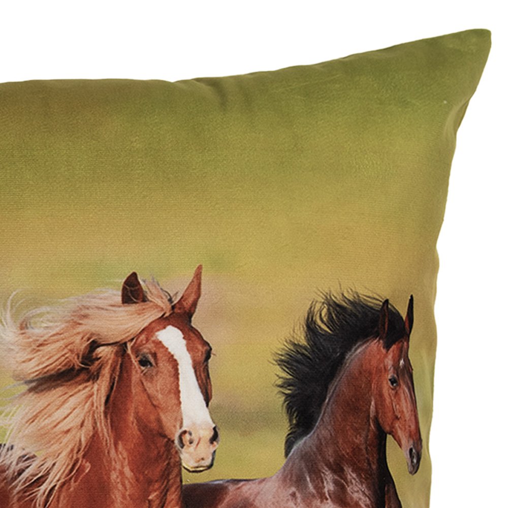 Kussenhoes 45x45 cm Groen Polyester Paarden