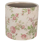 Bloempot Ø 17x16 cm Beige Roze Keramiek Bloemen Bloempot Binnen