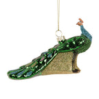 Kersthanger Pauw 13x5x8 cm Groen Glas