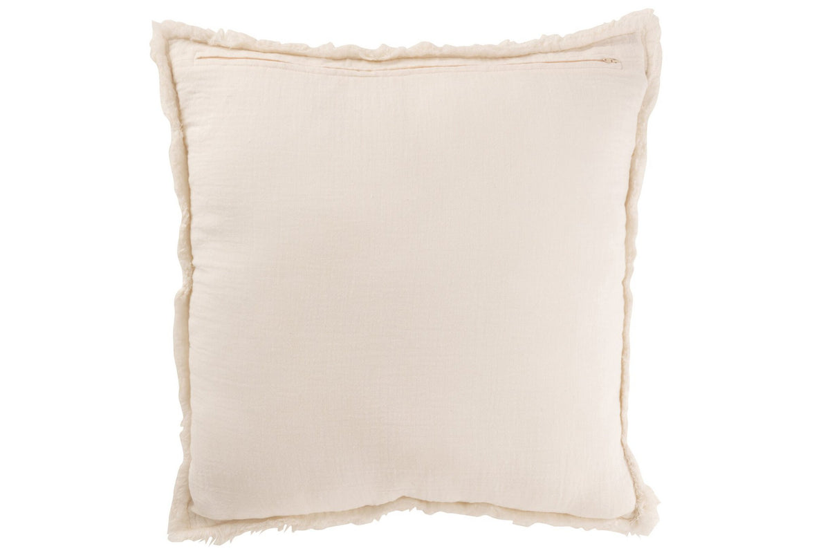 J-Line Kussen Gerafelde Randen Katoen/Polyester Wit