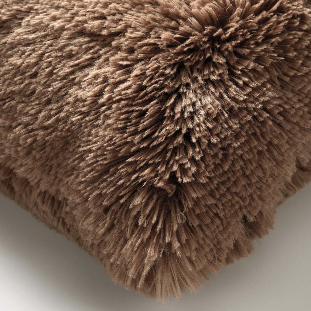 Nederlands Decor Fluffy - Cushion 45x45 cm - Super Soft - Solid Color - Tabak Bruin - Bruin