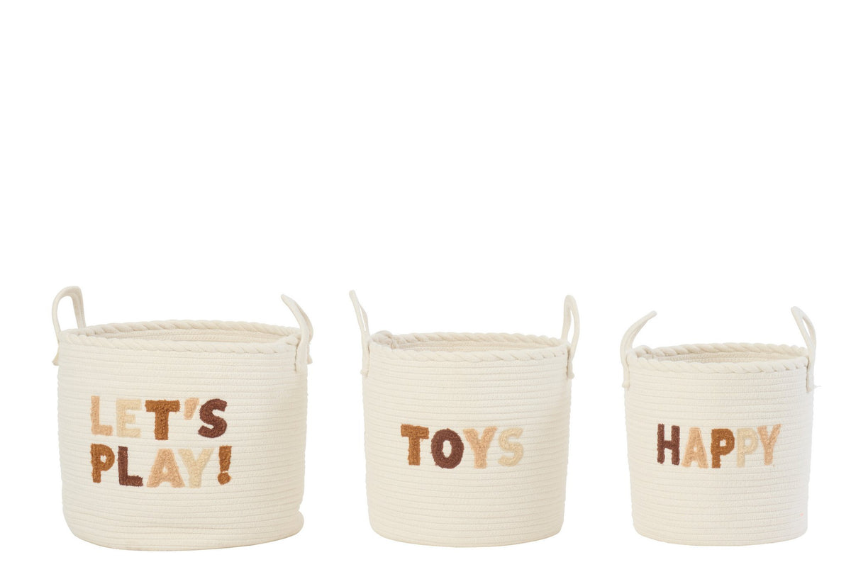 J-Line mand Kinderen - katoen - bruin/wit - set van 3