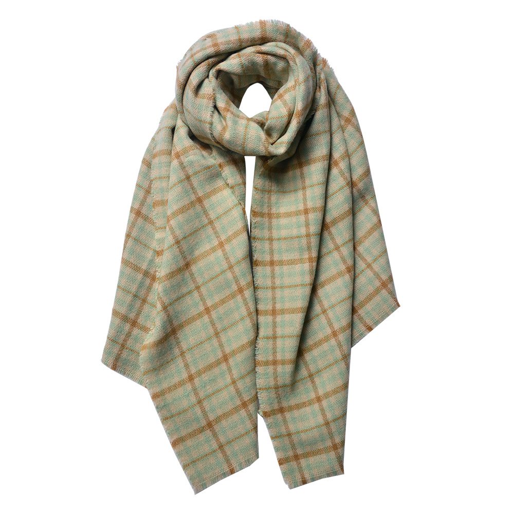 Wintersjaal Dames 70x190 cm Beige Blauw Acryl Sjaal