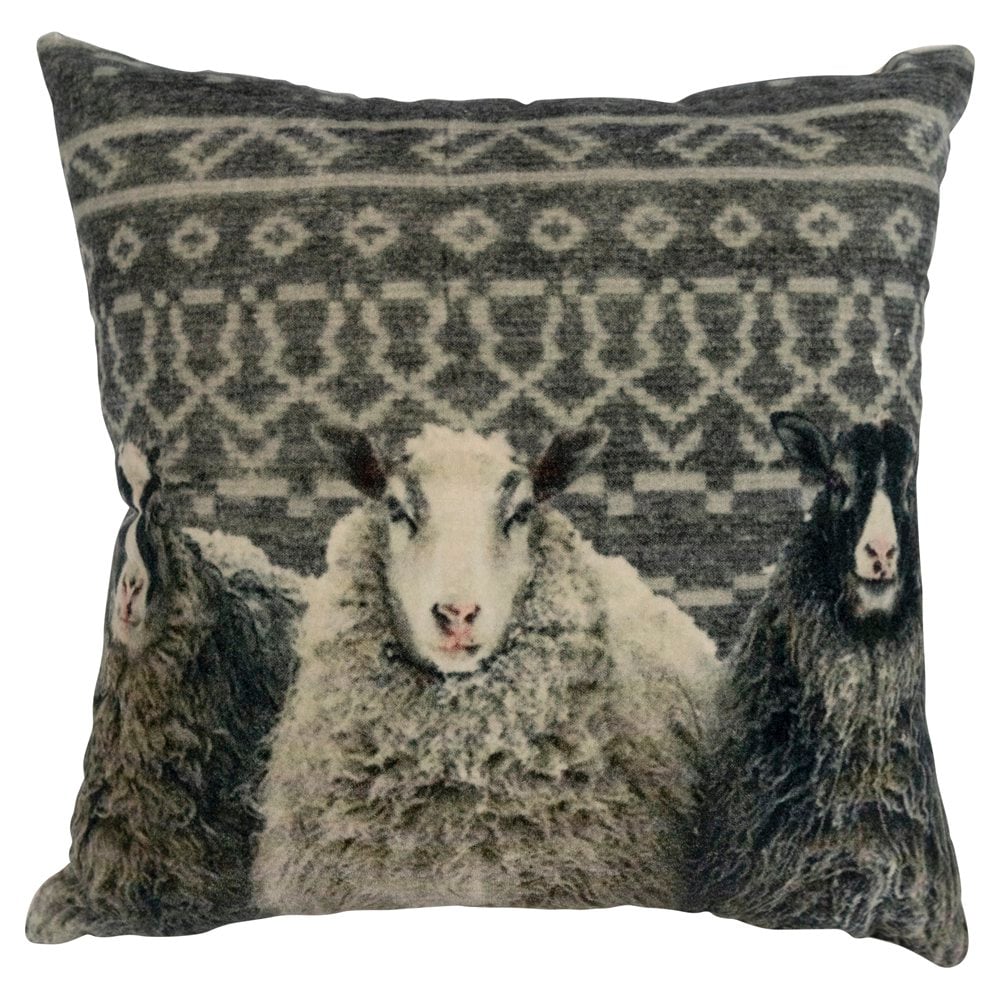 Kussen fluweel dessin met schaap 45x45cm