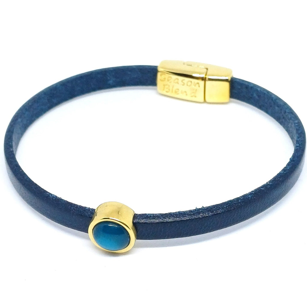 Timeless leren armband 24K verguld blauwtinten