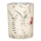 Theelichthouder Set van 2 Ø 7x8 / 10x13 cm Beige Glas Bloemen