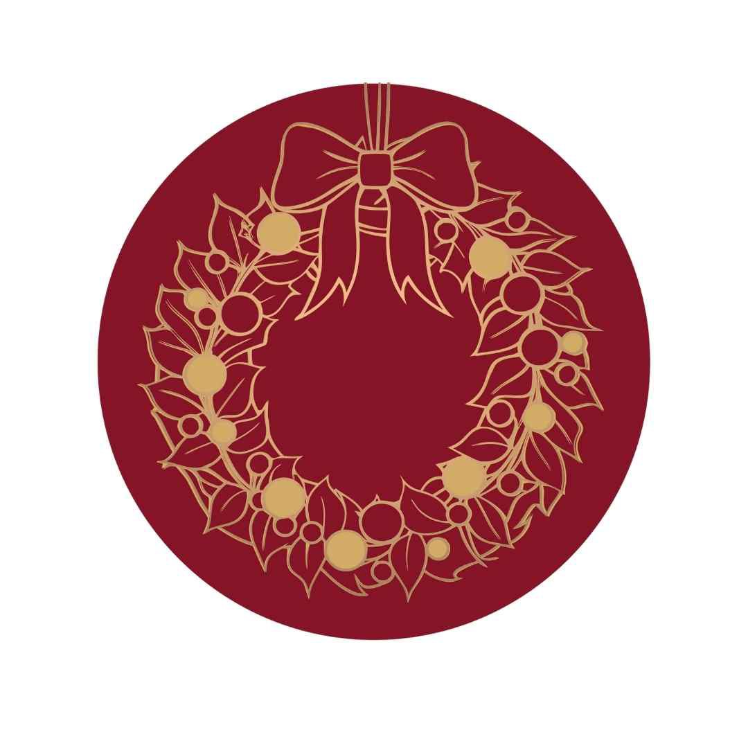 Etiketten – Kerstkrans – Bordeaux – 250 Stuks