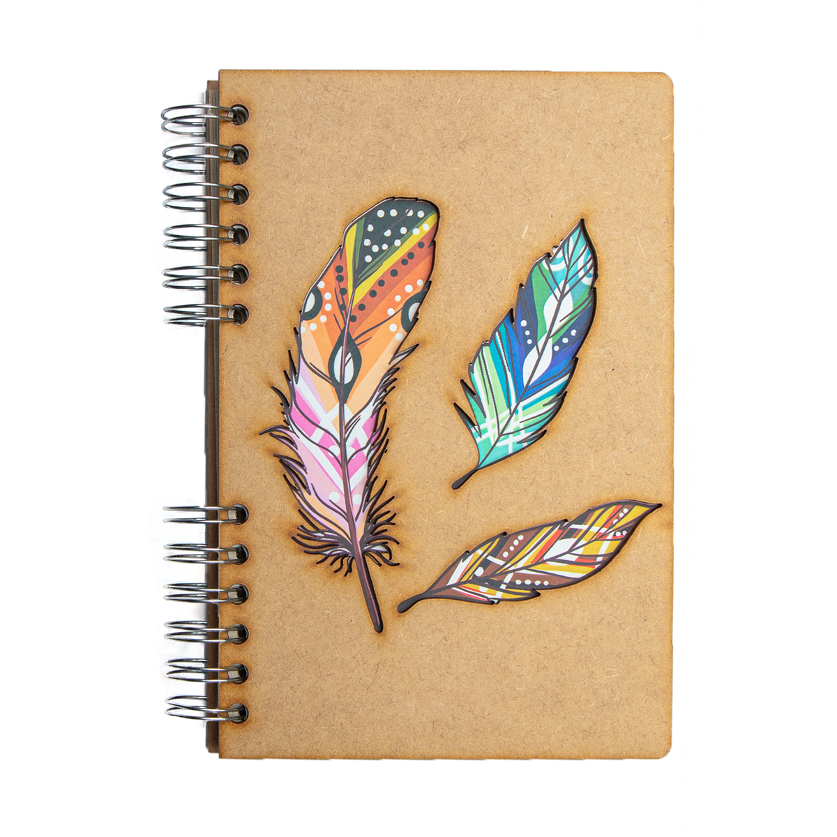 Duurzaam Houten Notitieboek – Komoni – Feathers – Gerecycled papier