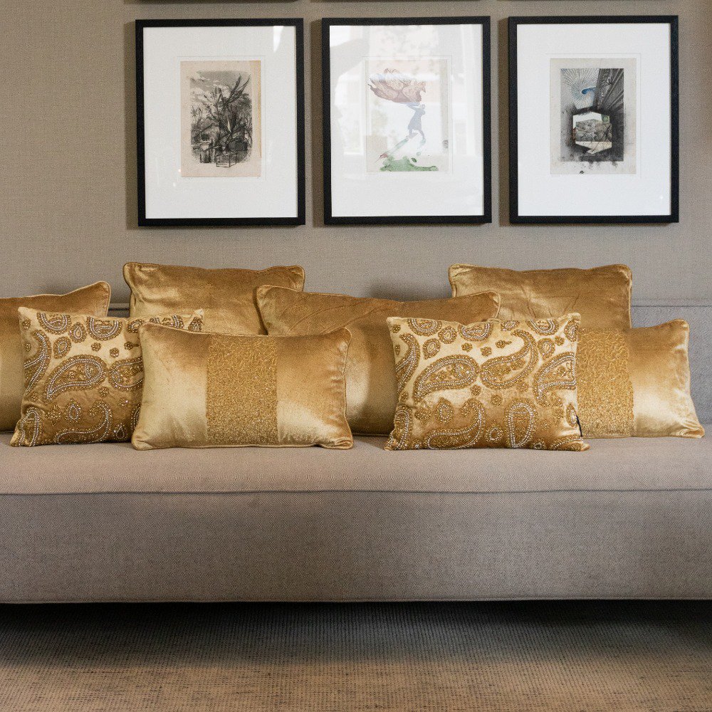 Half kussen fluweel goud 35x45cm