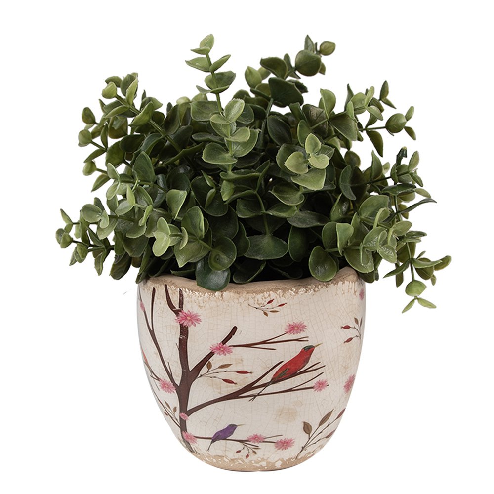 Bloempot Ø 13x11 cm Beige Bruin Keramiek Takken Bloempot Binnen