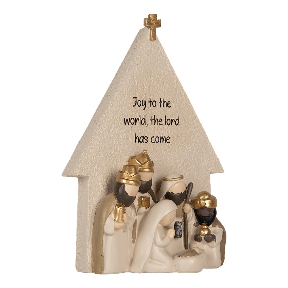 Kerstdecoratie Beeld Kerstgroep 16x6x21 cm Beige Kunststof