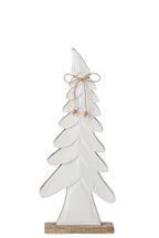 J-Line Dennenboom met strik - mangohout - naturel/wit - medium