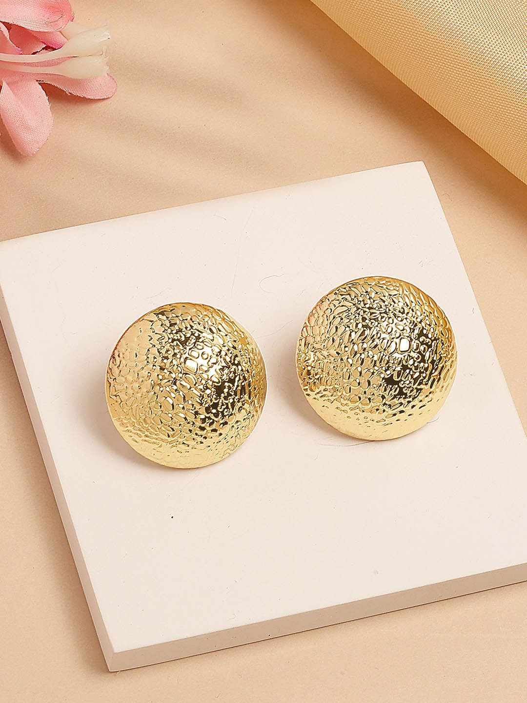 Vergulde eigentijdse studs – Secure Post Back-oorbellen – paar van 3 cm