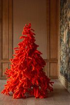 J-Line decoratie kerstboom Donzig - polyester - donkeroranje - large