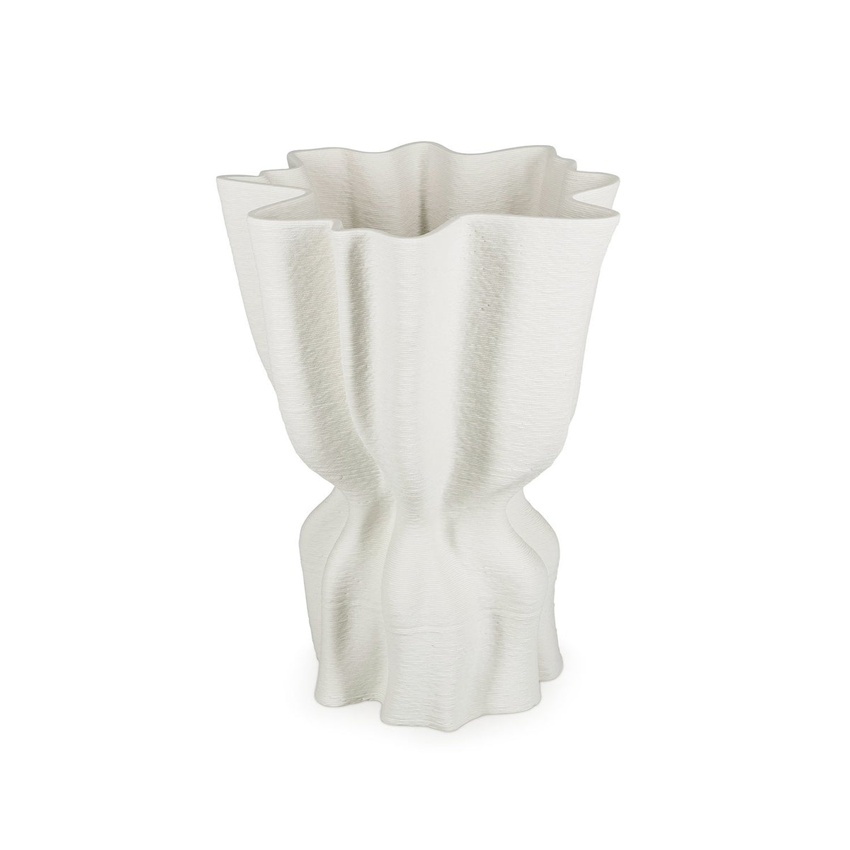 Vaas 22x17,5xH29cm gedrapeerd wit Vea