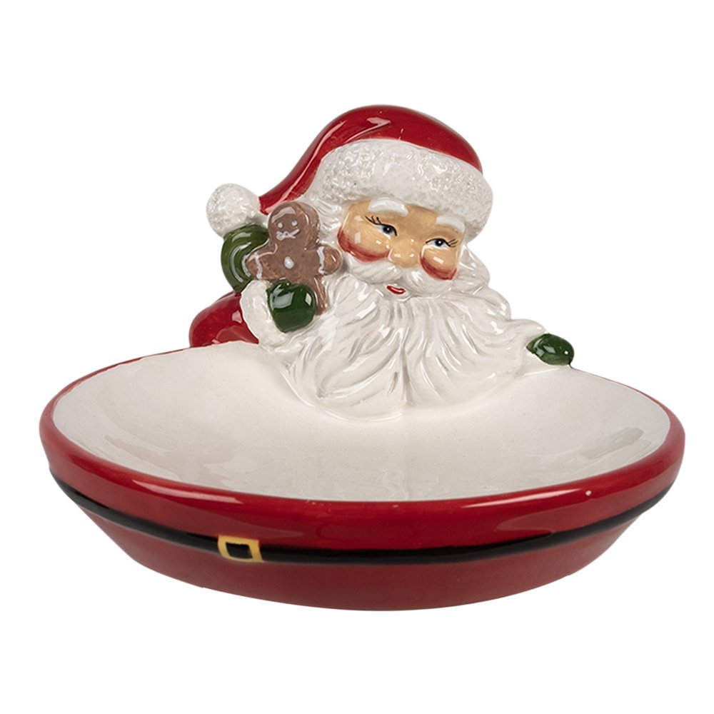 Decoratie schaal 19x16x10 cm Rood Keramiek Kerstman Serveerschaal